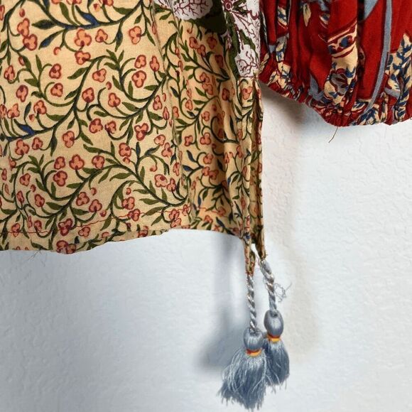 Anthropologie Sonrisa Paisley Floral Tassel Tie Top Women's Size Large - Picture 4 of 7